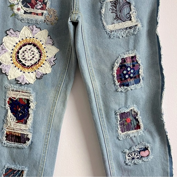 Women’s Distressed/Grunge Embroidered Jeans, Small, Embellished, Handstitched - Picture 10 of 14